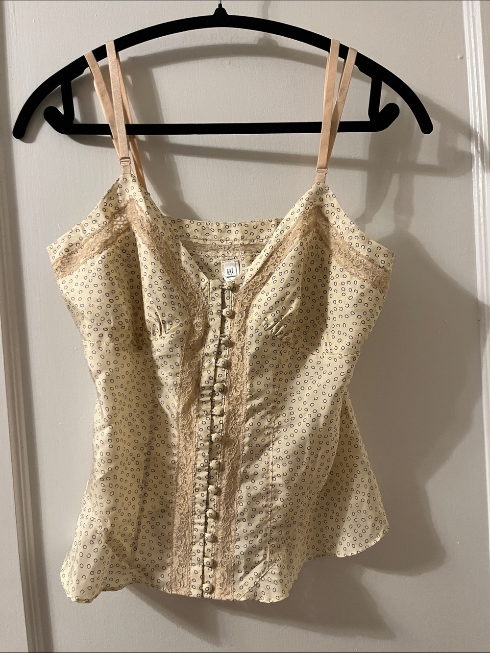 Gap silk Lace-Trim Spaghetti Strap Bustier Top - Cream